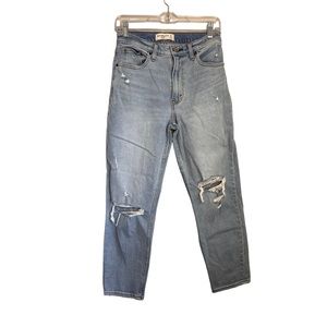 Abercrombie The Mom Jean High Rise Light Wash Distressed 2